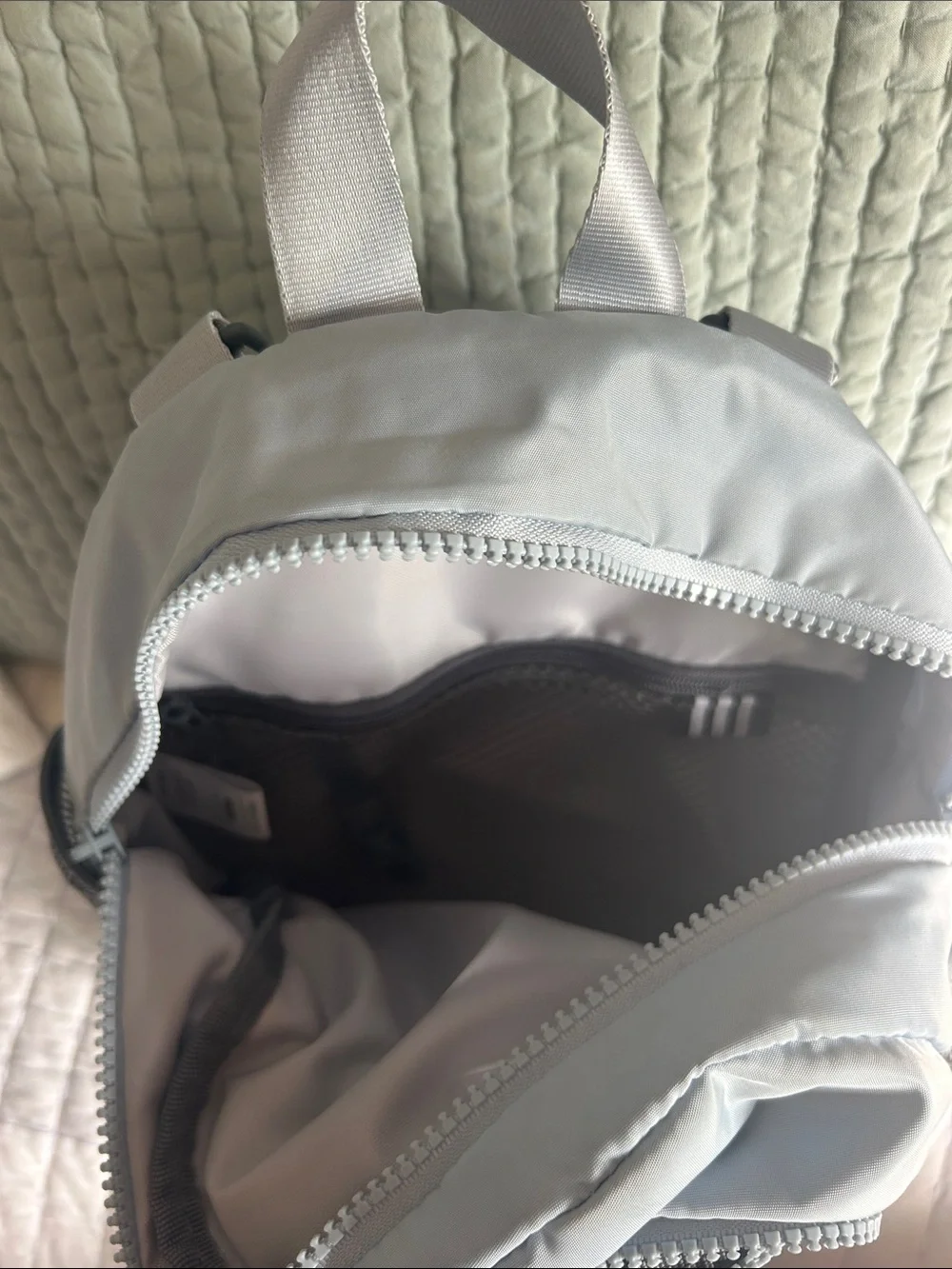 adidas Powder Blue Mini Backpack with Gray Mesh Pockets - Picture 5 of 6